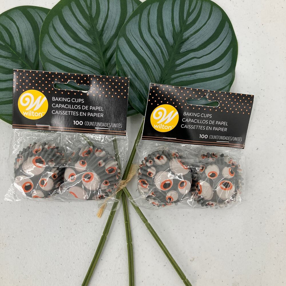 Wilton Gray White Orange Eyeball Eye Halloween Mini Baking Cupcake Cups Liners